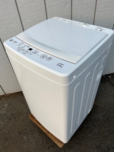 美品■アクア 2021年製 5.0kg 洗濯機 AQW-GS5E8■AQUA ガラストップ 単身向け1人用洗濯機
