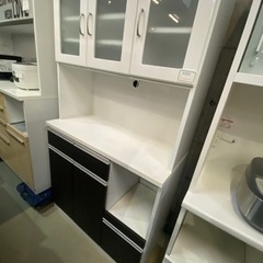 食器棚 ホワイト ブラック