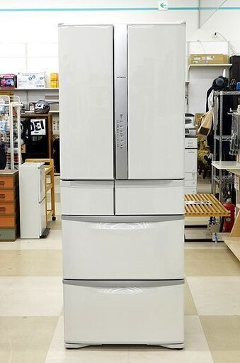 札幌市/清田区 HITACHI/日立 ノンフロン冷凍冷蔵庫 R-F51M4 2019年製 ホワイト系 6ドア 両開き 全定格内容積505L 動作確認済