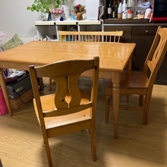 テーブル&ベンチ&椅子2脚
