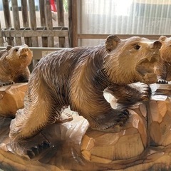 【ネット決済】木彫りのクマの置物（親子3頭）