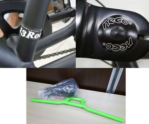 ファットバイク ビーチクルーザー 26インチ 極太タイヤ FatBike 13ROCK 自転車 ブラック×グリーン 7段変速  BMXハンドル 苫小牧西店 220326