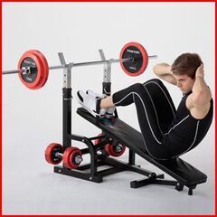 ③ 状態良好 FIGHTING ROAD/ファイティングロード ハードベンチ+バーベルシャフト 1本＋プレート60Kg 手渡し希望/自社配送可能（配送エリアについてお問い合わせください）筋トレ・宅トレの初心者に最適