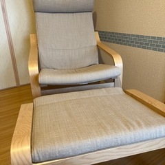 美品　IKEA 1人用椅子　オットマンセット　POANG ポエング