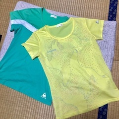 ルコック スポルティフ　Tシャツ　緑and黄　L used