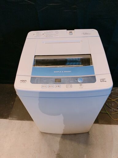 115 完全分解清掃済み  AQUA 6.0kg　アクア　洗濯機　AWQ-S60B(W)  横51*奥行63*高さ84