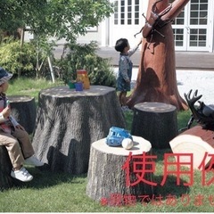 テーブル＆スツール5点セット 切り株 テーブル チェア キッズスペース  演劇 小道具 椅子 机 庭 テラス ウッドデッキ 軽量 屋外使用可 ガーデン