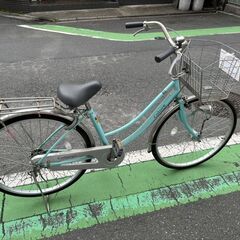 自転車　軽快車　ママチャリ　ブルー　ミントグリーン　E129