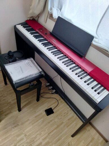 直送商品 CASIO 電子ピアノ PX-A100RD スタンド等6点セット 電子楽器
