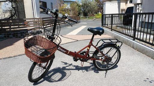 折り畳み自転車　20インチ　鍵、前カゴ付き