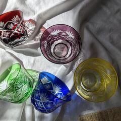 【終了】知多の森　ガラス工房　神谷株式会社の切子グラス５色セット