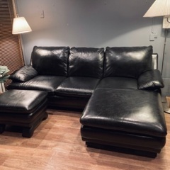 ☑️ヤフ売約済　50万セットIDC大塚家具LS03総本革張り2年使コーナーカウチソファー