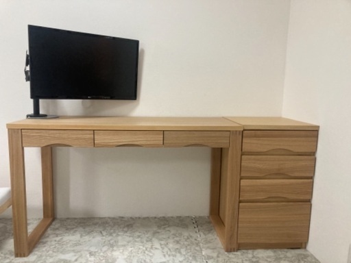 ニトリ タモ材 デスク・キャビネット セット☆直接引き取り 大阪市港区