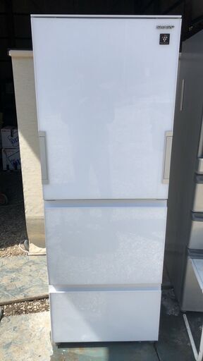 Y!　SHARP シャープ SJ-GW36E-W 2019年製 冷凍冷蔵庫 356L 3ドア 左右開き 真ん中冷凍室 自動製氷機能 ガラスドア