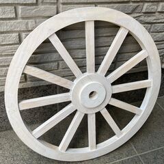 ①ウッドホイール　木製車輪　アンティークホワイト