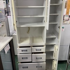福山木工所 食器棚 3面 収納多数 鏡面仕上 中古