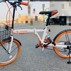 【ネット決済・配送可】【美品】自転車★オレンジ×ホワイト