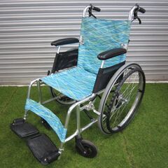 【中古】　車椅子 　ニッシン製自走式　（水色）