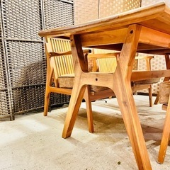 【売約済み】　【37万】WTW ダブルティー APERTO DINING CHAIR アペルト　ダイニングセット　ダイニングテーブル ダイニングチェア レザー ブラウン　無垢材　天然木　検　ウォールナット　ウォルナット　アッシュ材　タモ　パイン　フランフラン　francfranc