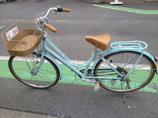自転車　軽快車　ブリジストン　ブルー　ライトブルー　カジュナ　ギア付き　3段ギア　学生向け　E139