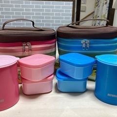 【再値下げ】ランチボックス2個セット　ピンク&ブルー　中古