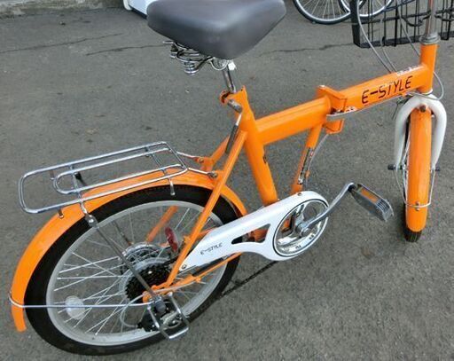 折りたたみ自転車 20インチ オレンジ色系 E-STYLE カゴ付き 6段変速ギア 札幌市西区西野 折りたたみ自転車 20インチ オレンジ色系 E-STYLE カゴ付き 6段変速