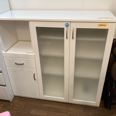 食器棚】スリム、ホワイト クリーニング済 配達可能 管理番号52903 
