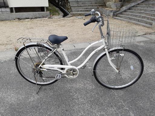 白のギア付き自転車(修理済み)