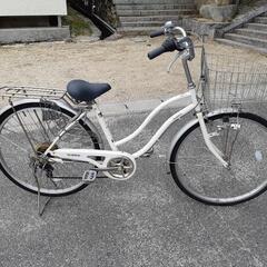 【ネット決済】白のギア付き自転車(修理済み)