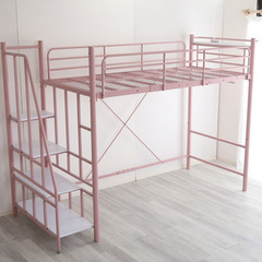 階段付き ロフトベッド　ピンク色