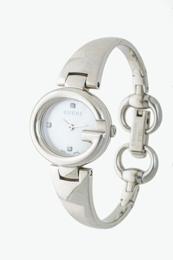 【GUCCI】グッチ SS 腕時計 3Pダイヤ バングル Gバルーン ステンレススチール 134.5 品番g21-158