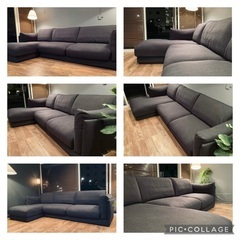 ☑️メル売約済　最上級素材40万馬場家具一流フェザーコーナーカウチソファー