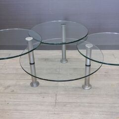 【ジモ取引終了8/4】≪W600ジ≫Ronald schmitt/ロナルドシュミット Gironda/ジロンダテーブル ガラステーブル/可動テーブル ドイツ製 インテリア 円/丸
