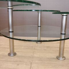 【ジモ取引終了8/4】≪W600ジ≫Ronald schmitt/ロナルドシュミット Gironda/ジロンダテーブル ガラステーブル/可動テーブル ドイツ製 インテリア 円/丸