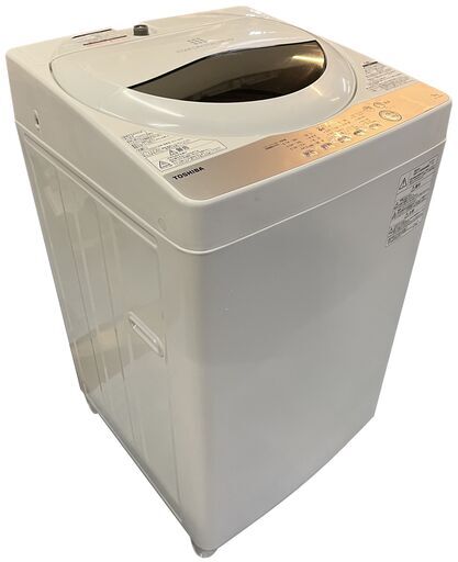 【成約済】tt　【高年式】東芝　電気洗濯機　5kg　槽乾燥機能　AW-5G6　ホワイト　給排水ホース付属