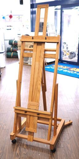 札幌発 大型 室内用イーゼルスタンド H型 木製  高さ 約165㎝・幅 約73㎝・奥行 約76㎝ キャンバスサイズ調整可能