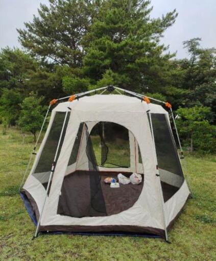 キャンプ ワンタッチテントとグランドシート2点セット 5-8人 330*330