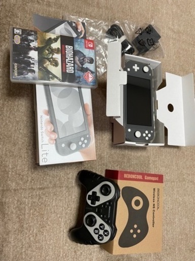 中古美品 Nintendo Switch Lite ニンテンドースイッチライト グレー + コントローラー+ソフト / モンハン他