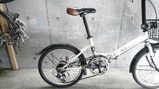 折りたたみ自転車中古 Volkswagen 外装6段変速 カゴ付き タイヤ20インチ