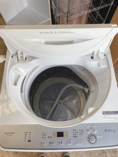 SHARP 全自動洗濯機5.5kg ES-GE5C-W 2019年製　【i1-0402】