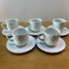 【ネット決済】長十郎蛍彫りコーヒーカップ＆ソーサー5客