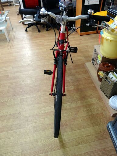 自転車 28インチ レッド 7段切替 シティサイクル クロスバイク 