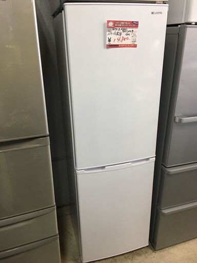 ☆中古 激安！￥14,800！！IRIS OHYAMA　162㍑2ドア冷蔵庫　家電　2017年製　AF162-W型　幅47cmｘ奥行54cmｘ高さ150cm　【BD010】