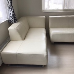 本革L字ソファー　