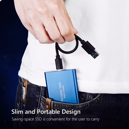 送料無料】ポータブルSSDドライブ 大容量4TB USB3.0 Type-C ブルー