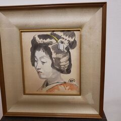 岡崎清光堂　額縁　日本髪の女性の絵