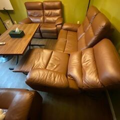 本革電動ソファー  7人掛け 