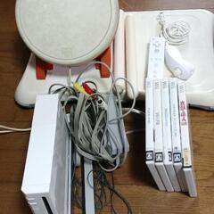 任天堂　Wii 本体、コントローラ、ソフト5本、太鼓、FITセット