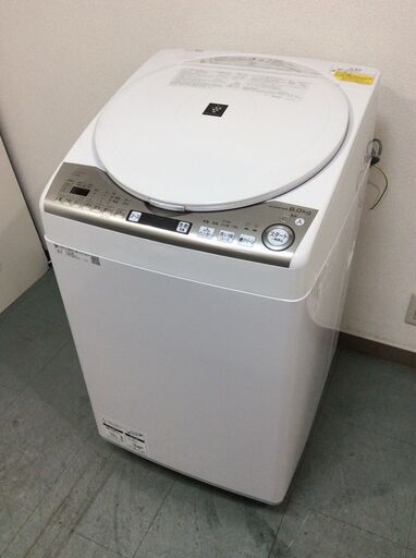 5/7受渡済)YJT3767【SHARP/シャープ 8.0kg洗濯機】極美品 2020年製 ES