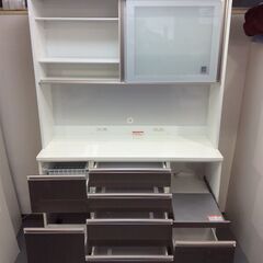 (9/10受渡済)JT3856【高橋木工所 幅140cm食器棚 】 サニー 品名：ラピス モアα 140H オープン キッチン収納 食器棚 レンジボード/レンジ台 ハイフロアキャビネット 